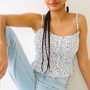 NWT J CREW Cinched Waist Cotton Peplum tank top in dot S